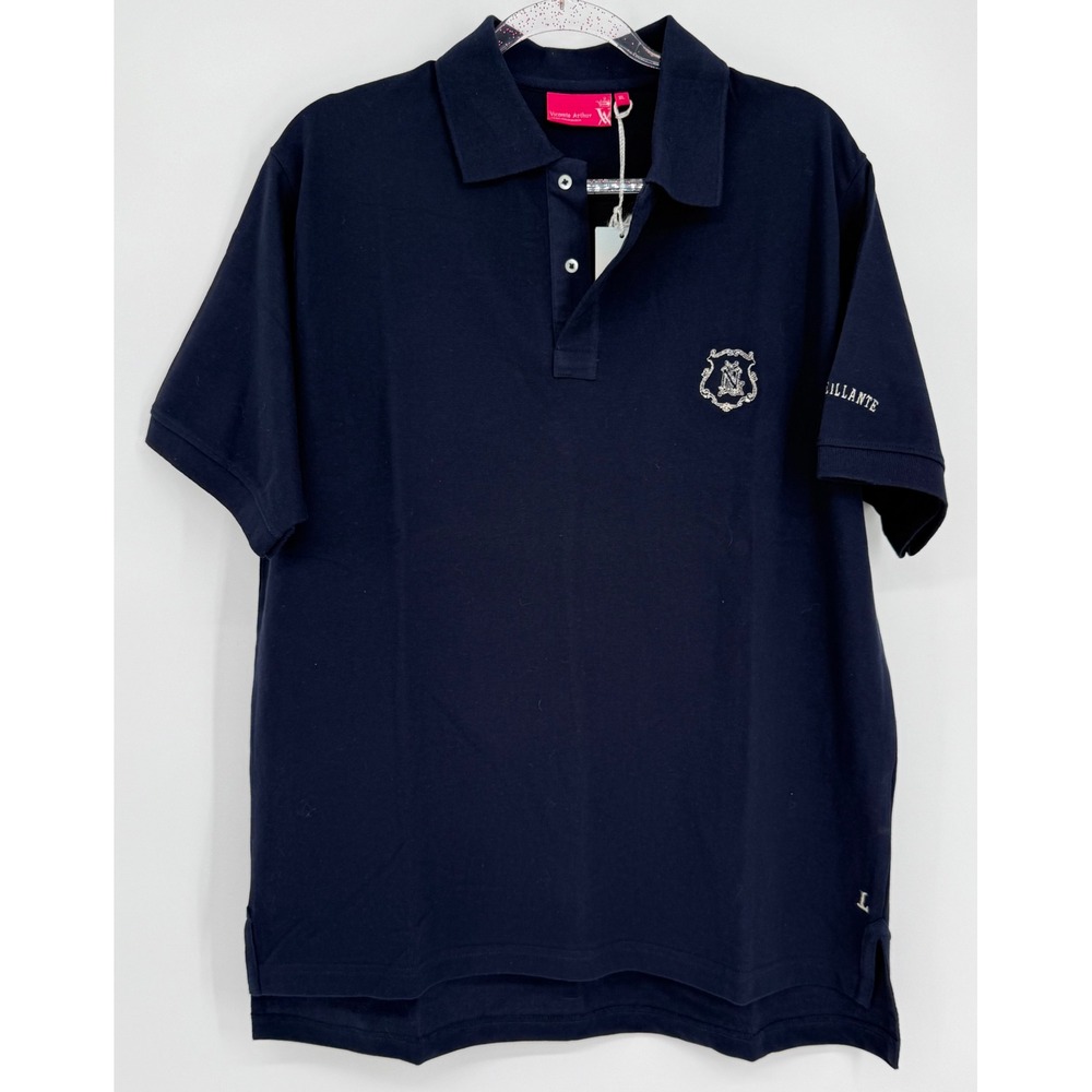 Vicomte Arthur Mens Navy Blue Pique Cotton Polo Shirt Pomerol Sz XL NEW
